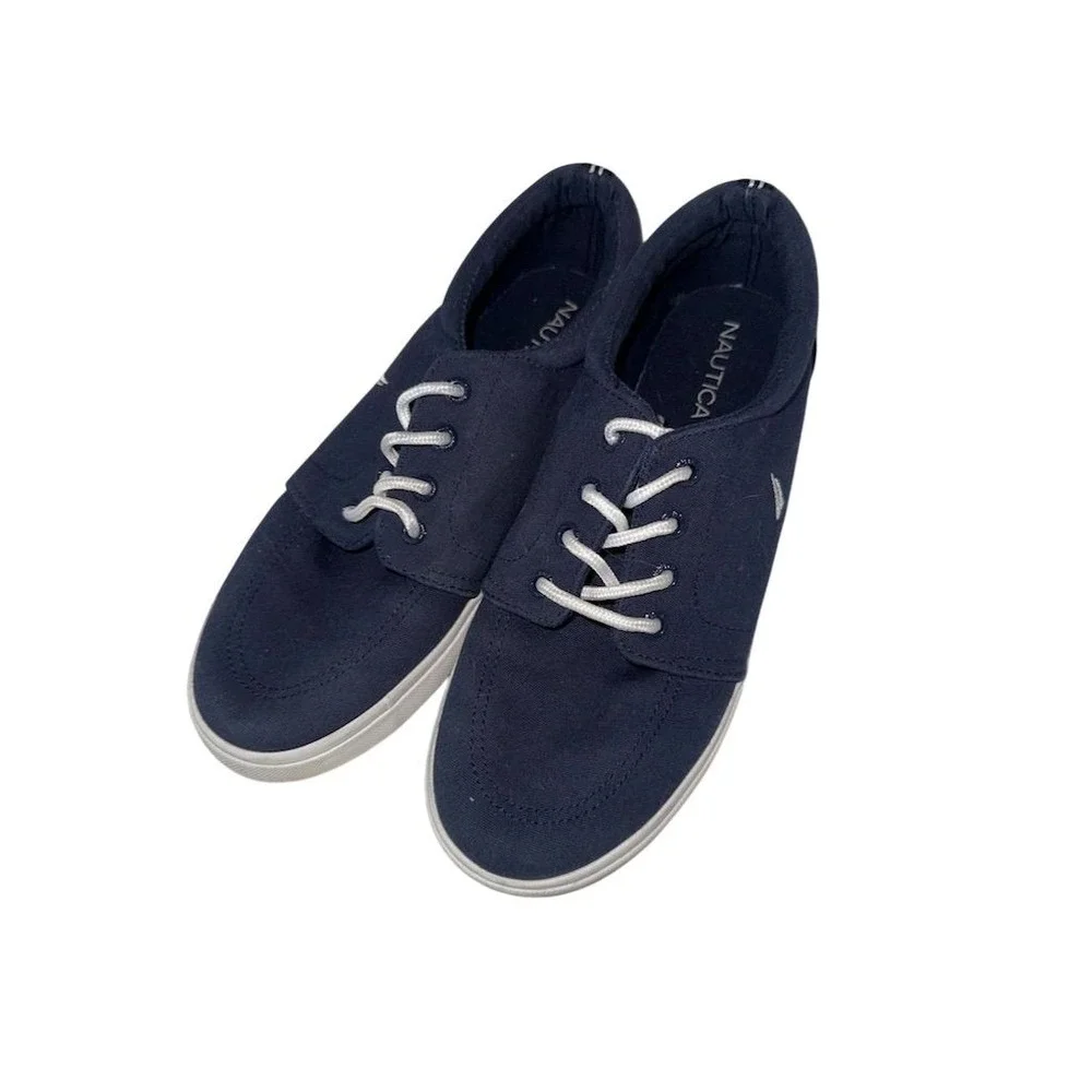 Nautica Women's Navy Nautical Sneaker 4 US Comfortable Lace Up Preppy old school